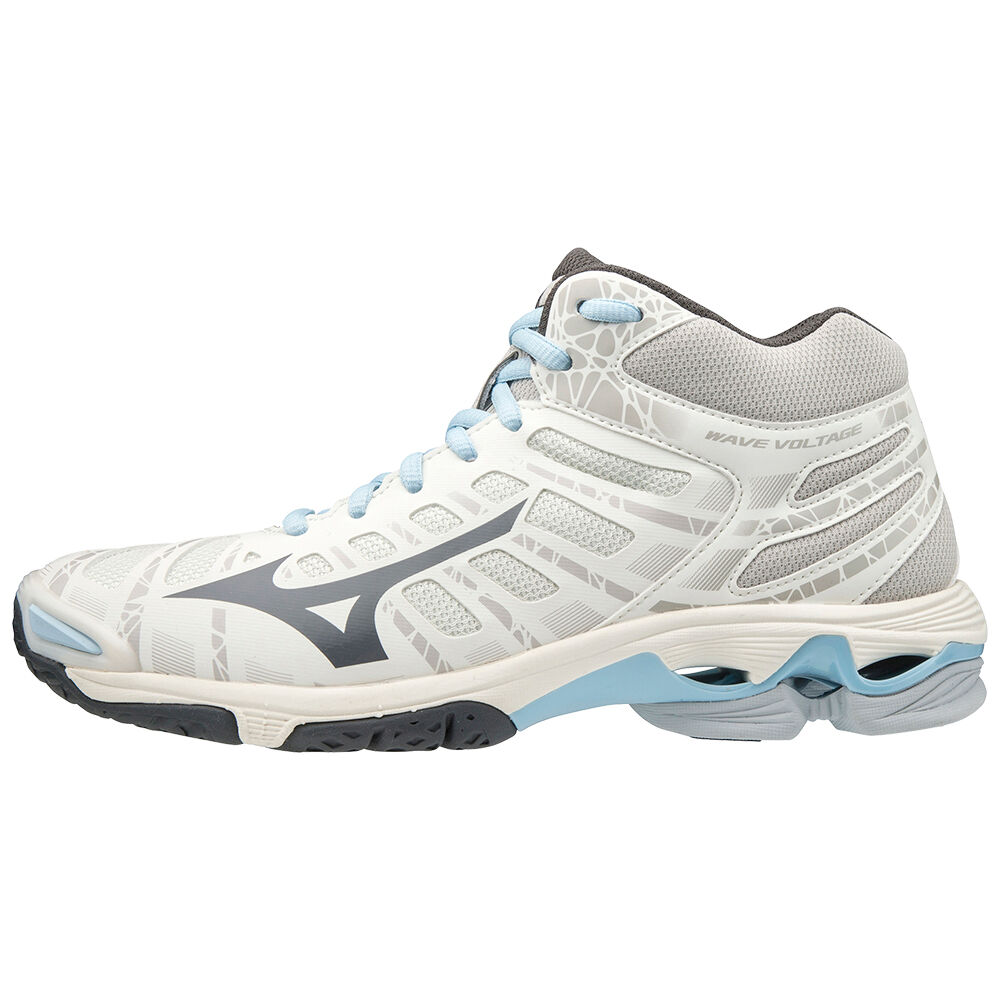 Scarpe Pallavolo Mizuno Wave Voltage Mid Donna - Bianche/Grigie - 73619-YWTU